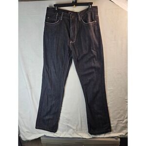 Five Elementz Mens Dark Wash Embroidered Back Pocket Straight Leg Jeans 34x34